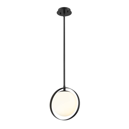 Midnetic 1 Light Mini Pendant, Matte Black & Matte Opal